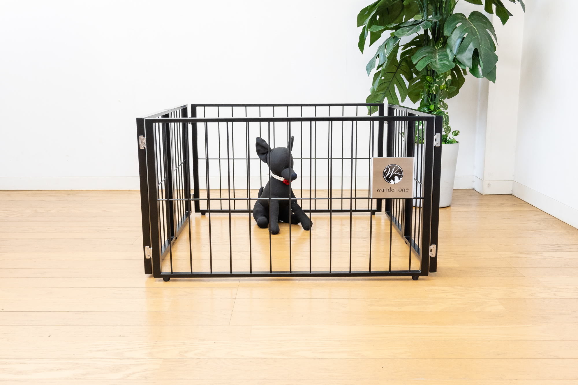 unipaws 木製犬用ゲート、折り式バリア、ペット用家具フェンス 、グレー