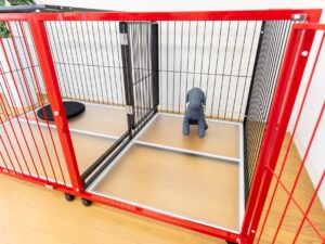 犬の仕切り付きケージ